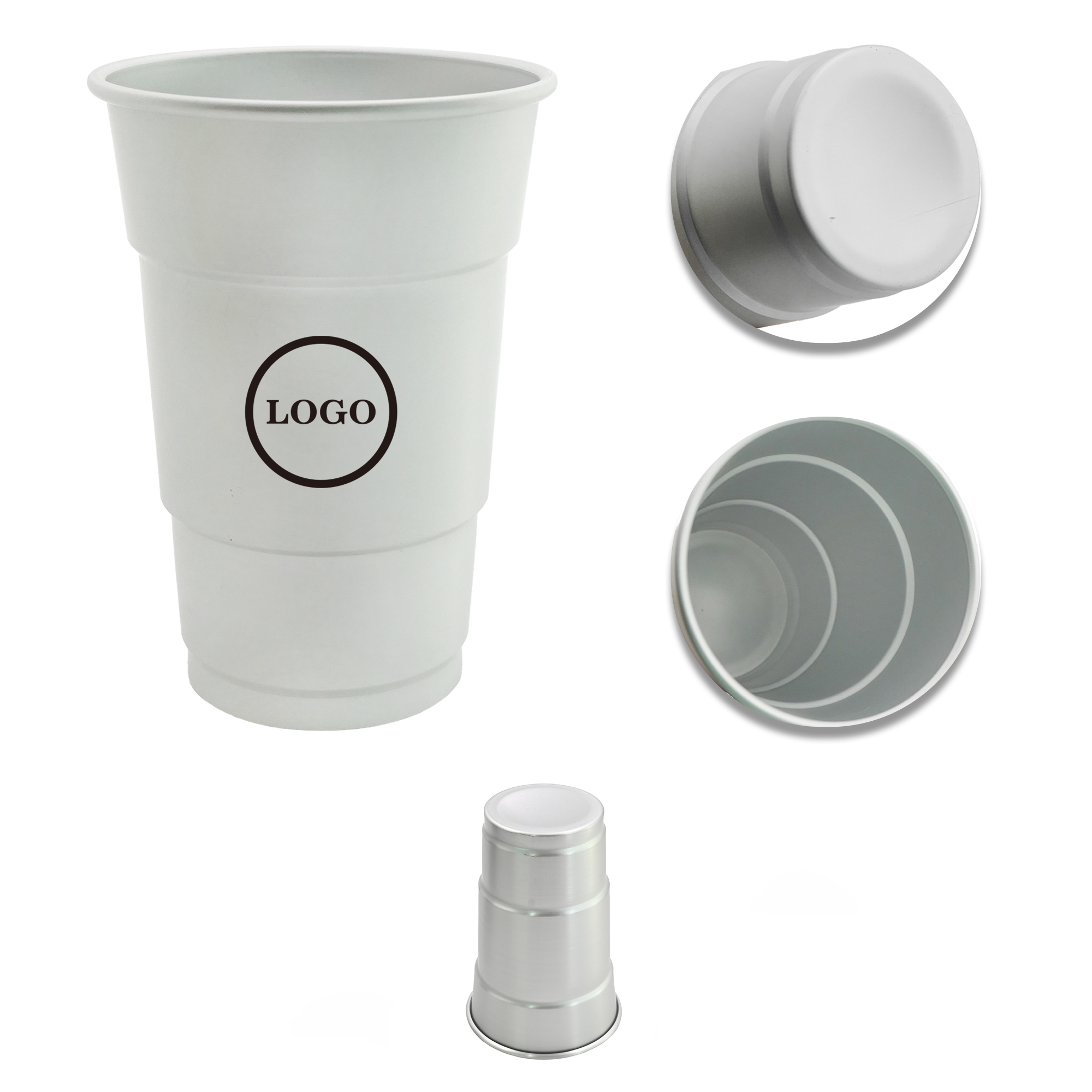 PPDN101-1 Reusable 16Oz Camping Party Hot/Cold Drink Beer Mug Stadium Metal Aluminum Cup - Image 1
