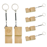 Natural Solid Wood Block Phone Stand Keychain Mobile Cell Holder Novelty Portable Travel Desk Clip
