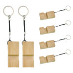 Natural Solid Wood Block Phone Stand Keychain Mobile Cell Holder Novelty Portable Travel Desk Clip - Image 5