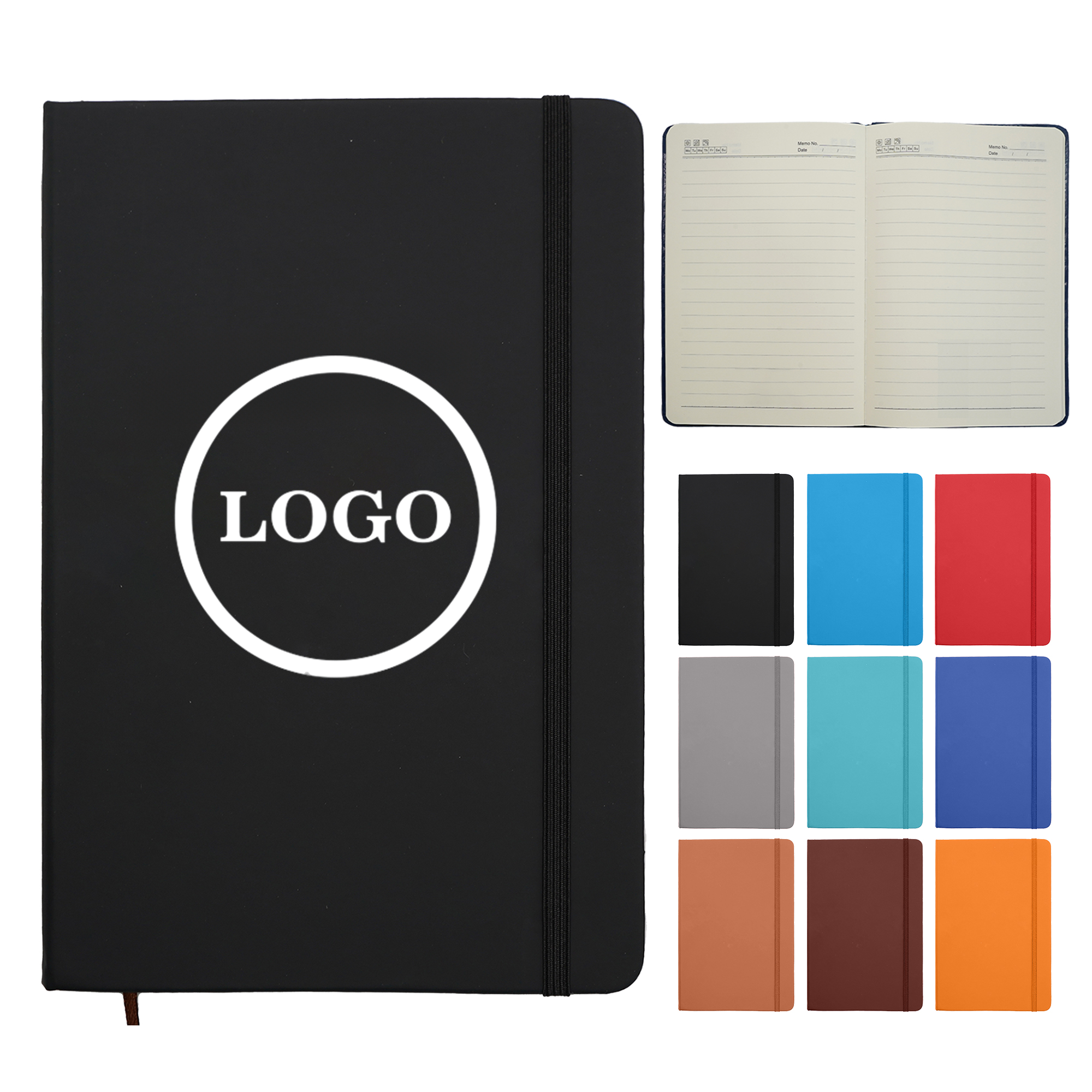 PPDN107-1 A5 PU Leather Executive Notebook with Elastic Closure, Hardcover Lay-Flat Design - Image 1