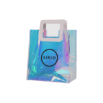 Reusable Waterproof Clear PVC Laser Tote - Large Capacity Holographic Beach & Shopping Bag