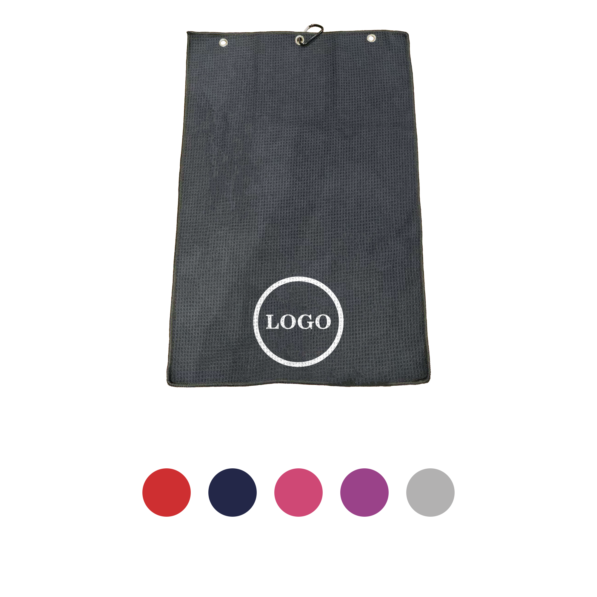 PPDN189-2 Premium Sublimated Plush Microfiber Waffle Golf Towel Tri-Fold Clip Brass Grommet Golfing Gear - Image 1