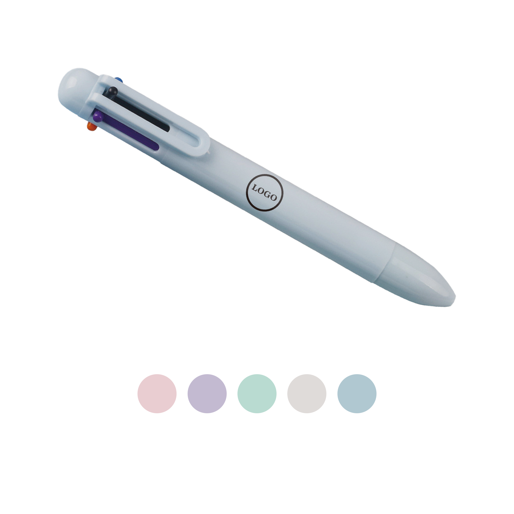 PPDN190-1 6-in-1 Multicolor Macaron Ballpoint Pen Retractable Plunger Action Multi-Functional Writing Tool - Image 1