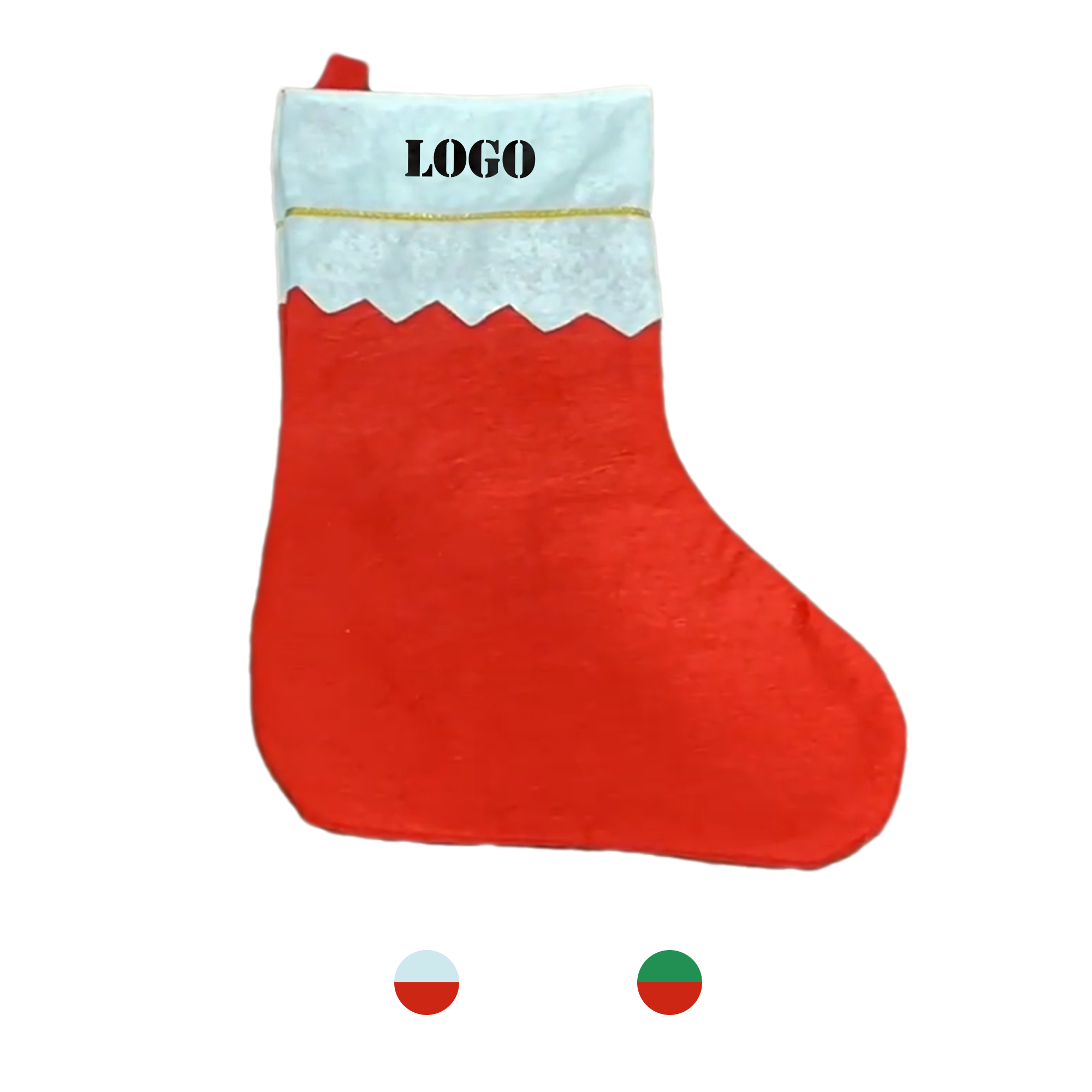 PPDN192-1 Luxury Non-Woven & Plush Eco-Friendly Hanging Holiday Christmas Stockings Golden Trim Fabric Festive - Image 1