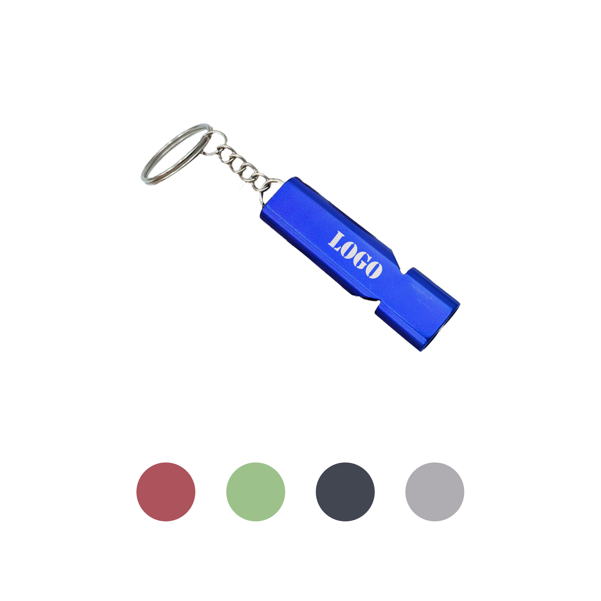 PPDN225-1 Double Tube Aluminum Emergency Whistle Keychain - Image 1