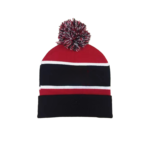 Two-Tone Striped Knit Pom Beanie With Cuff - Image 2